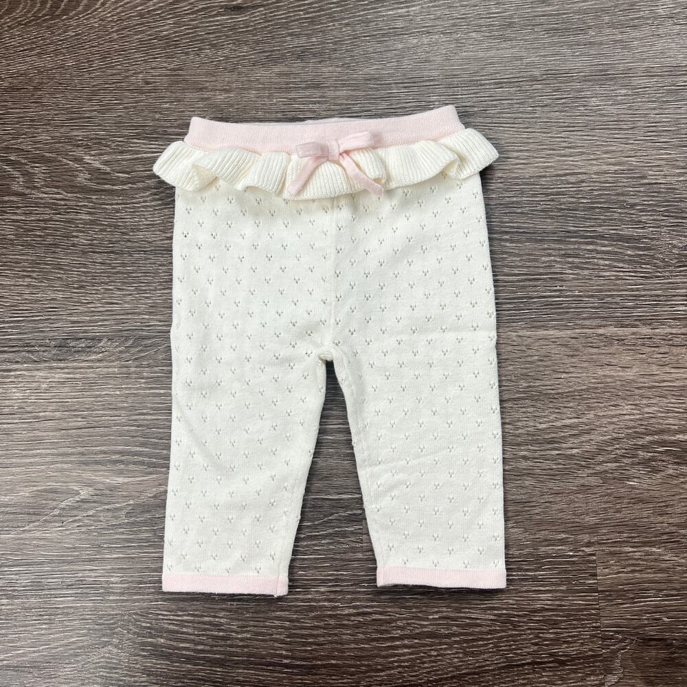 Clasix Beginnings White Knit Baby Leggings 3 MO Coquette Balletcore Cottagecore